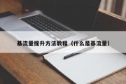 基流量提升方法教程（什么是基流量）