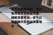 全方位策略揭秘，如何有效增长主网站流量，破解流量密码，全方位策略助力主网站流量增长