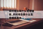 农村现在做什么生意赚钱_农村现在做什么生意赚钱最快