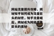 网站流量提升攻略，揭秘知乎如何成为流量巨头的秘密，知乎流量崛起，揭秘成为网络流量巨头的奥秘