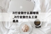 it行业做什么最赚钱_it行业做什么工资最高