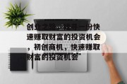 创业之路,找寻一份快速赚取财富的投资机会,初创商机,快速赚取财富的投资机会