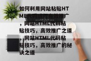 如何利用网站粘贴HTML代码进行有效推广，网站HTML代码粘贴技巧，高效推广之道，网站HTML代码粘贴技巧，高效推广的秘诀之道