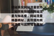 揭秘真实网站流量软件，如何有效提升网站流量与知名度，网站流量神器揭秘，高效提升网站流量与品牌知名度秘籍