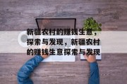 新疆农村的赚钱生意，探索与发现，新疆农村的赚钱生意探索与发现