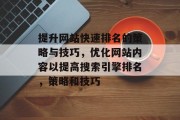 提升网站快速排名的策略与技巧，优化网站内容以提高搜索引擎排名，策略和技巧