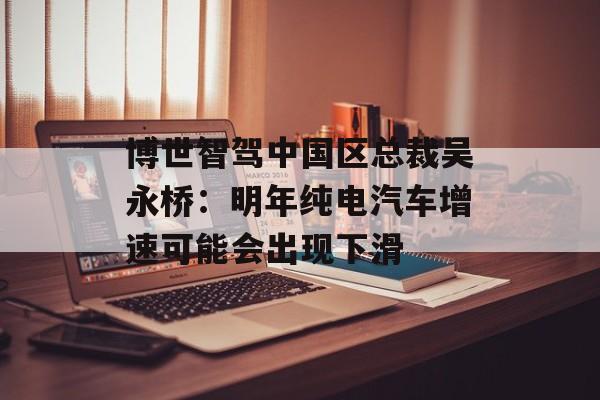博世智驾中国区总裁吴永桥：明年纯电汽车增速可能会出现下滑