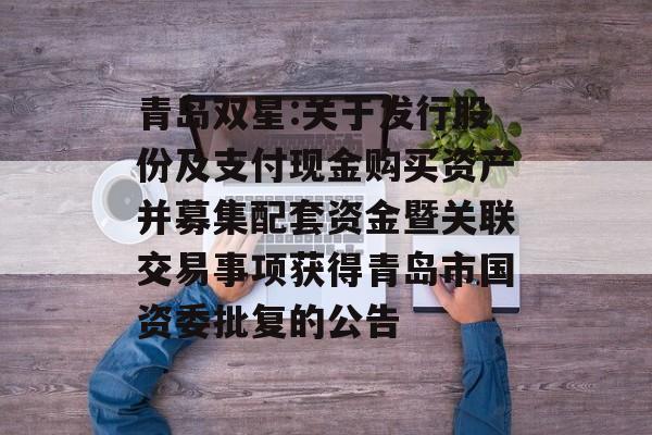 青岛双星:关于发行股份及支付现金购买资产并募集配套资金暨关联交易事项获得青岛市国资委批复的公告