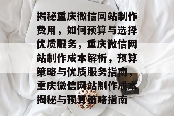 揭秘重庆微信网站制作费用，如何预算与选择优质服务，重庆微信网站制作成本解析，预算策略与优质服务指南，重庆微信网站制作成本揭秘与预算策略指南